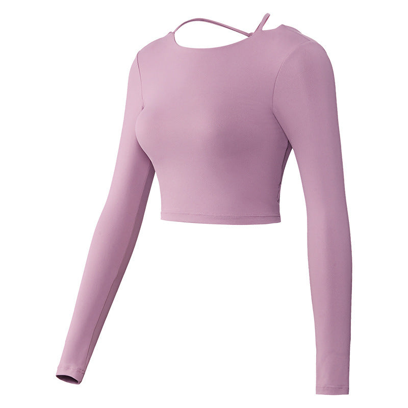Beautiful Back Strap Yoga Wear Top Long Sleeve Fitness Sportswear Women