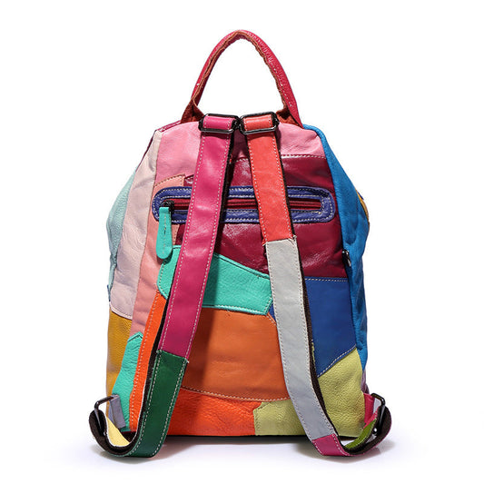 Backpack Cowhide Stitching Fashion Leather Handbags