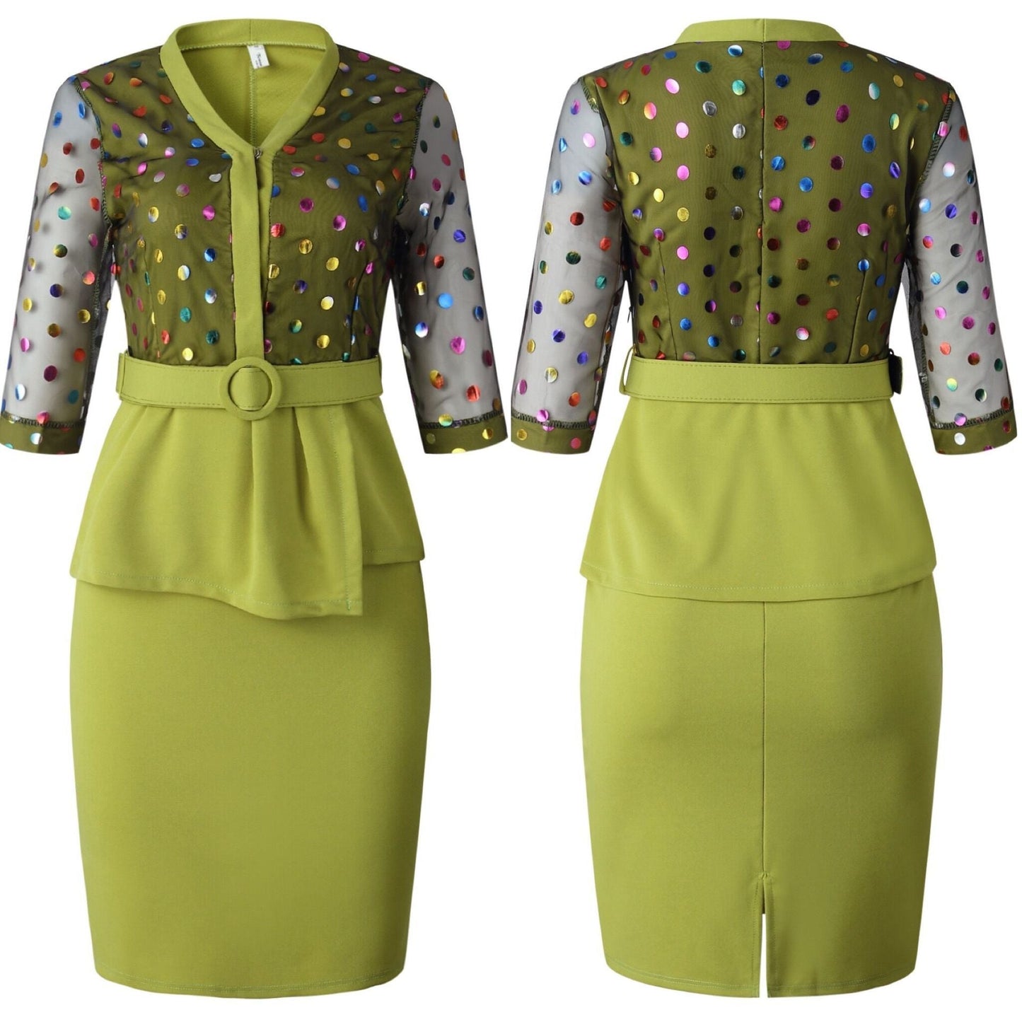 Stitching Polka Dot Large Size Dress Women