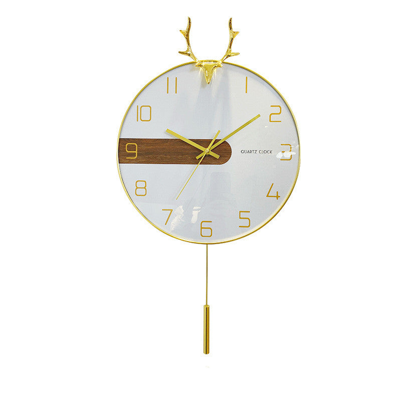 Nordic Creative Antler Solid Wood Wall Clock
