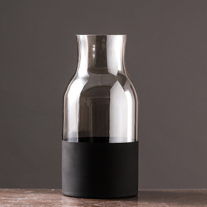 Light Luxury Frosted Gray Transparent Vase Dried Flower Color Vase