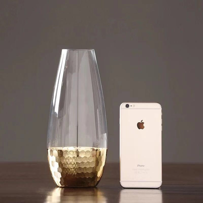Nordic Modern Minimalist Light Luxury Carved Ground Glass Vase Decoration Table Flower Arrangement Hydroponic Flower Device