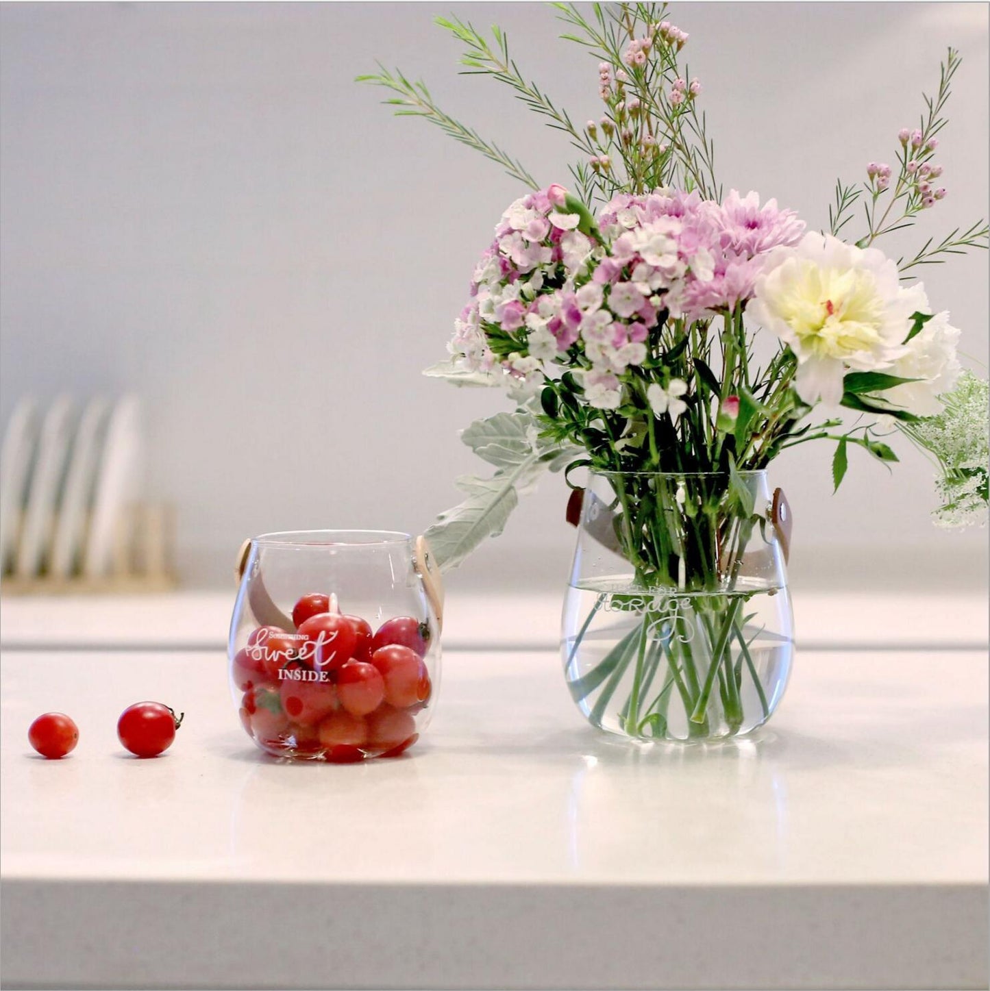 Glass Vase Flower Arrangement Dried Vase Fruit