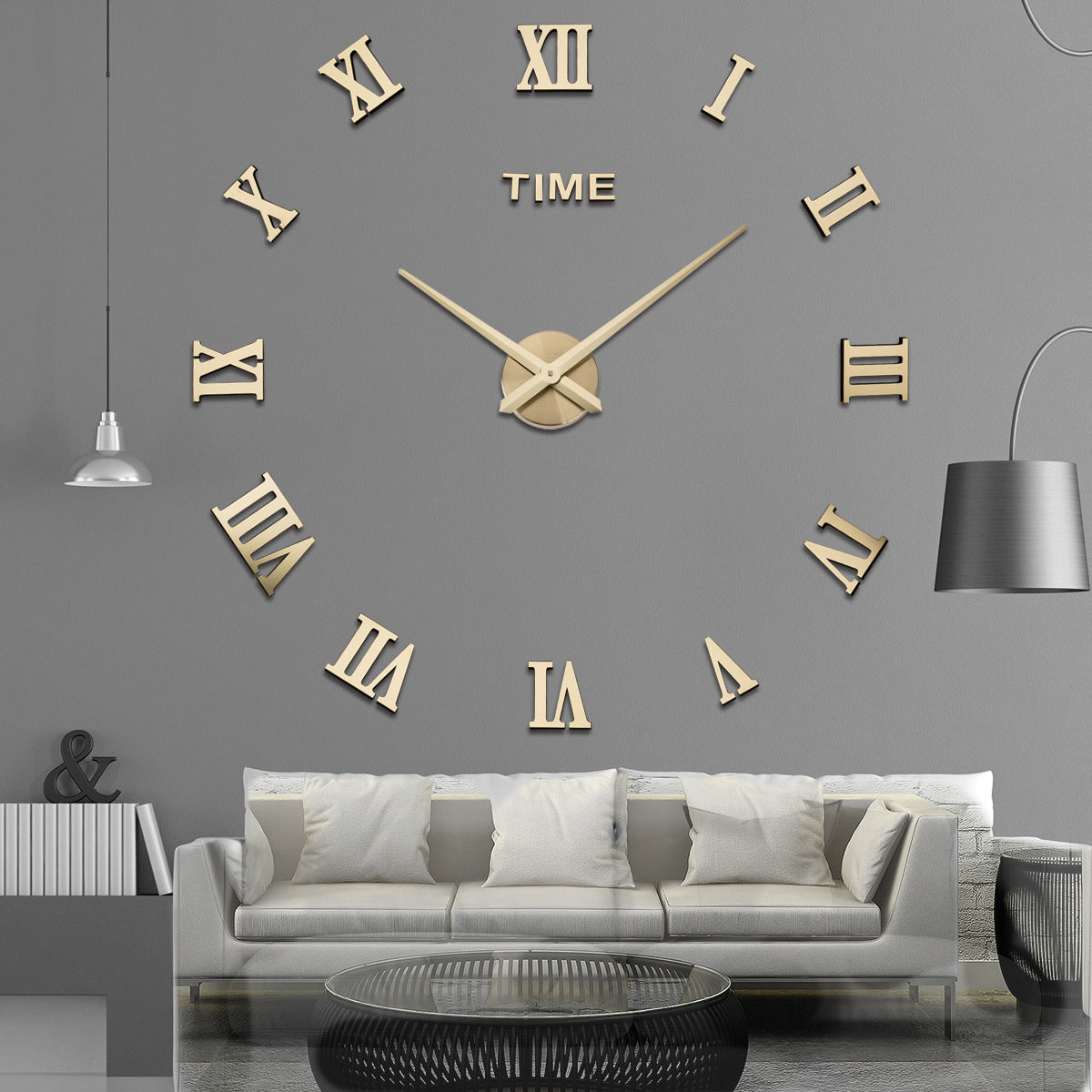 Large Wall Clock Creative Living Room Clock Modern Minimalist Wall Sticker Clock
