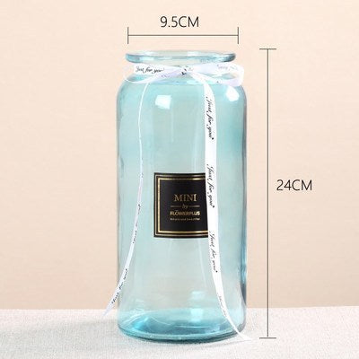 Mini Straight Transparent Glass Vase Ornaments Flower Arrangement Hydroponic Vase