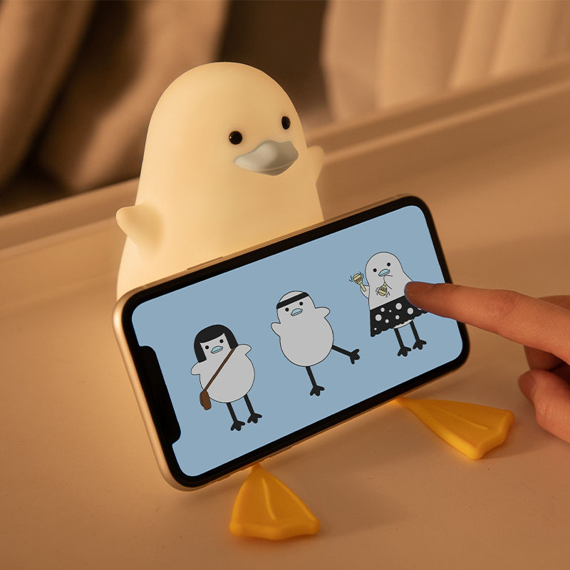 Rechargeable Gull Night Light - Creative Bedside Table Lamp, Cute Silicone Bird Desk Light, Gift for Her/Him
