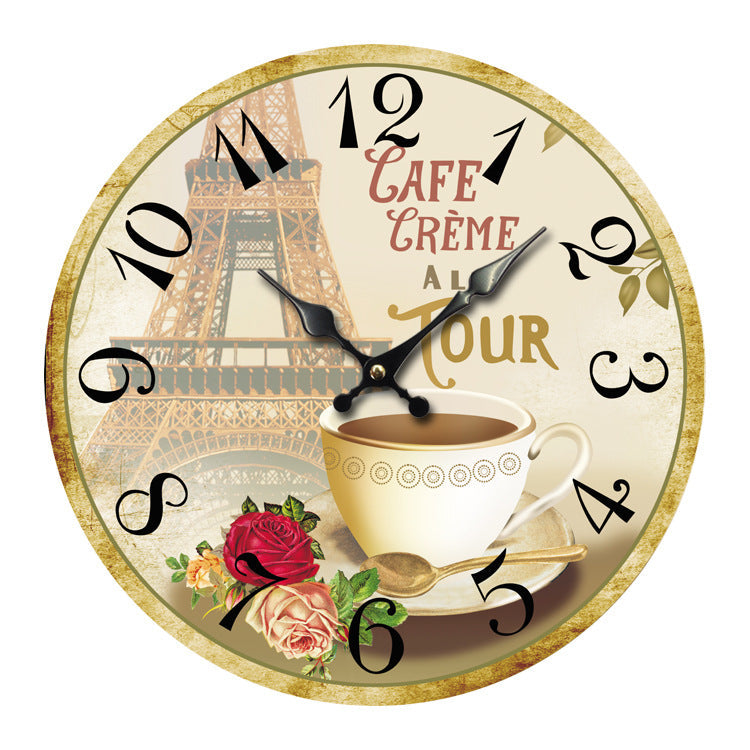 Creative Wooden Wall Clock European Tower Creative Home Clock Living Room Bedroom Wall Clock Wholesale Factory Direct Explosion Models