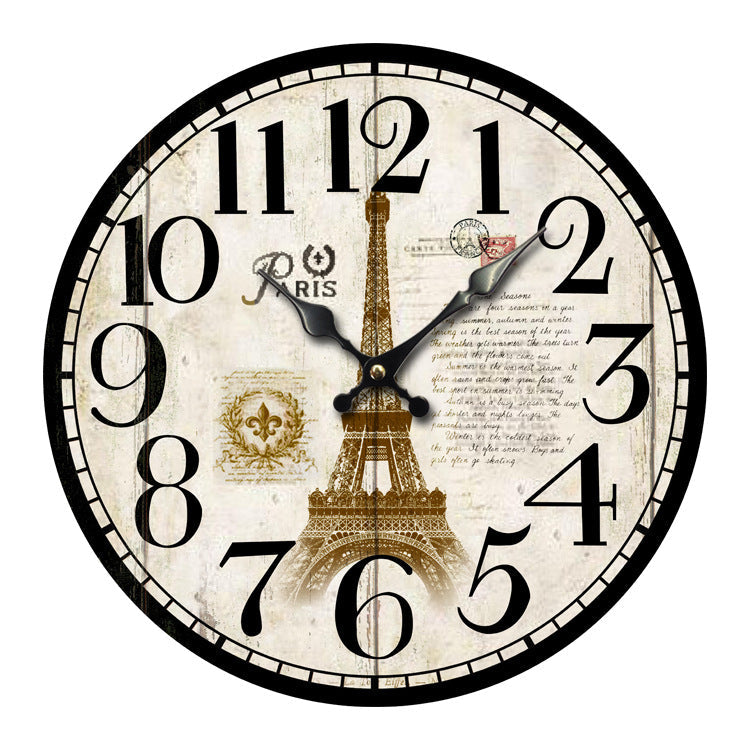 Creative Wooden Wall Clock European Tower Creative Home Clock Living Room Bedroom Wall Clock Wholesale Factory Direct Explosion Models
