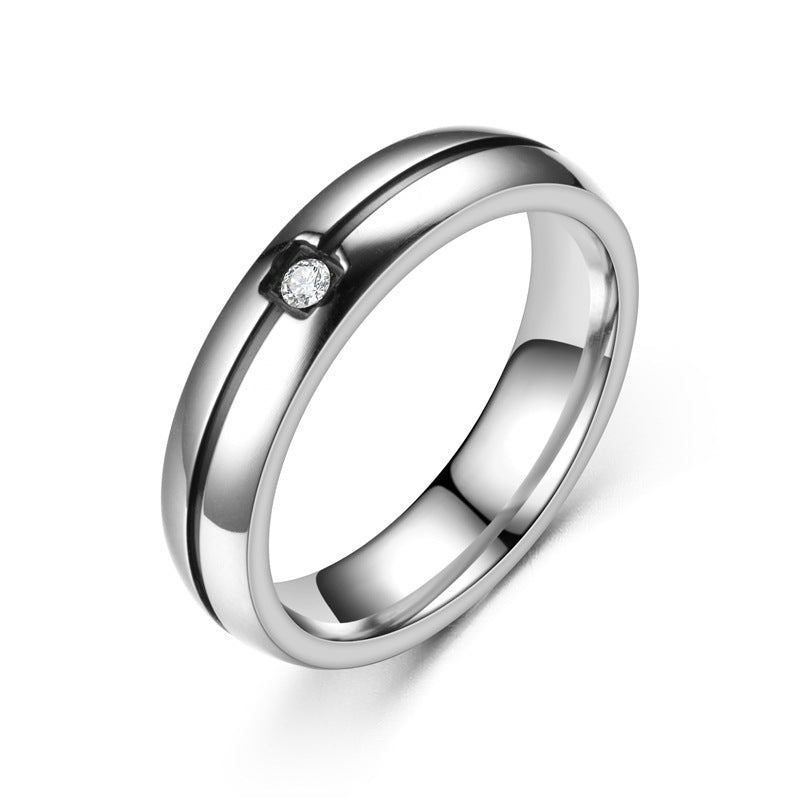 Titanium Rings Simplicity Cubic Zirconia