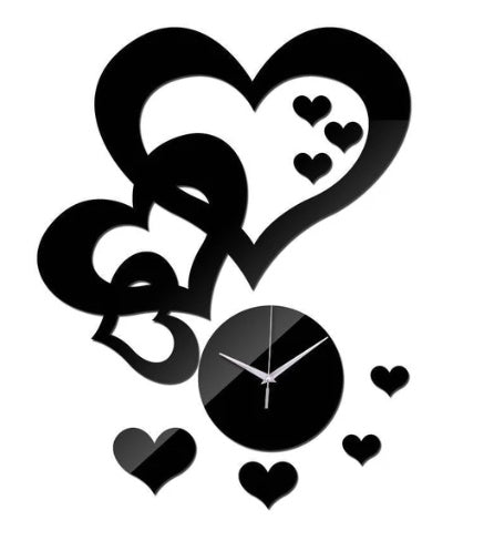 Creative Heart-shaped Wall Clock Mirror Clock Acrylic Decoration