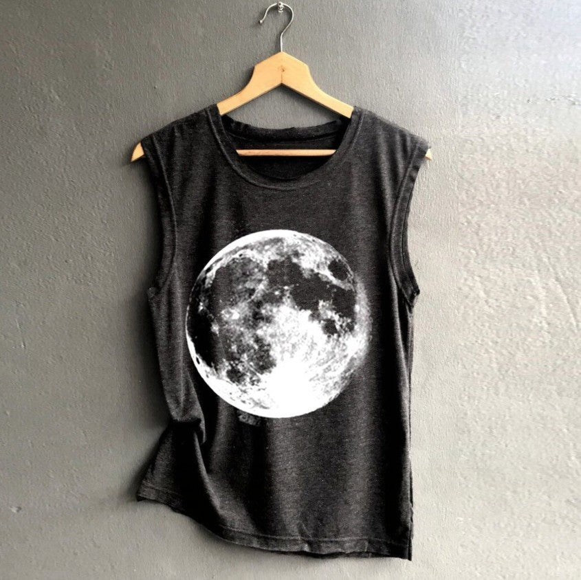 Women girl moon erath tank top