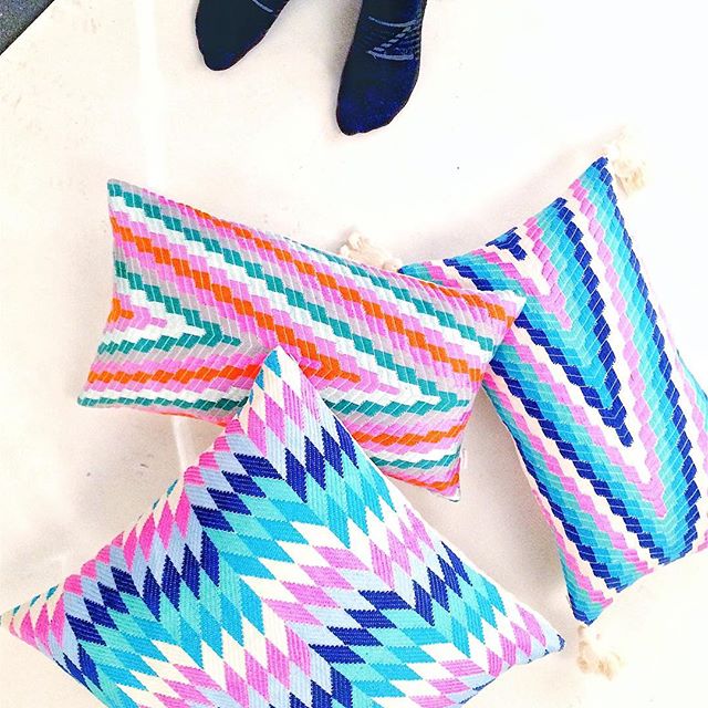 Made to order: Almolonga Zig Zag Pillow - Blue Multi
