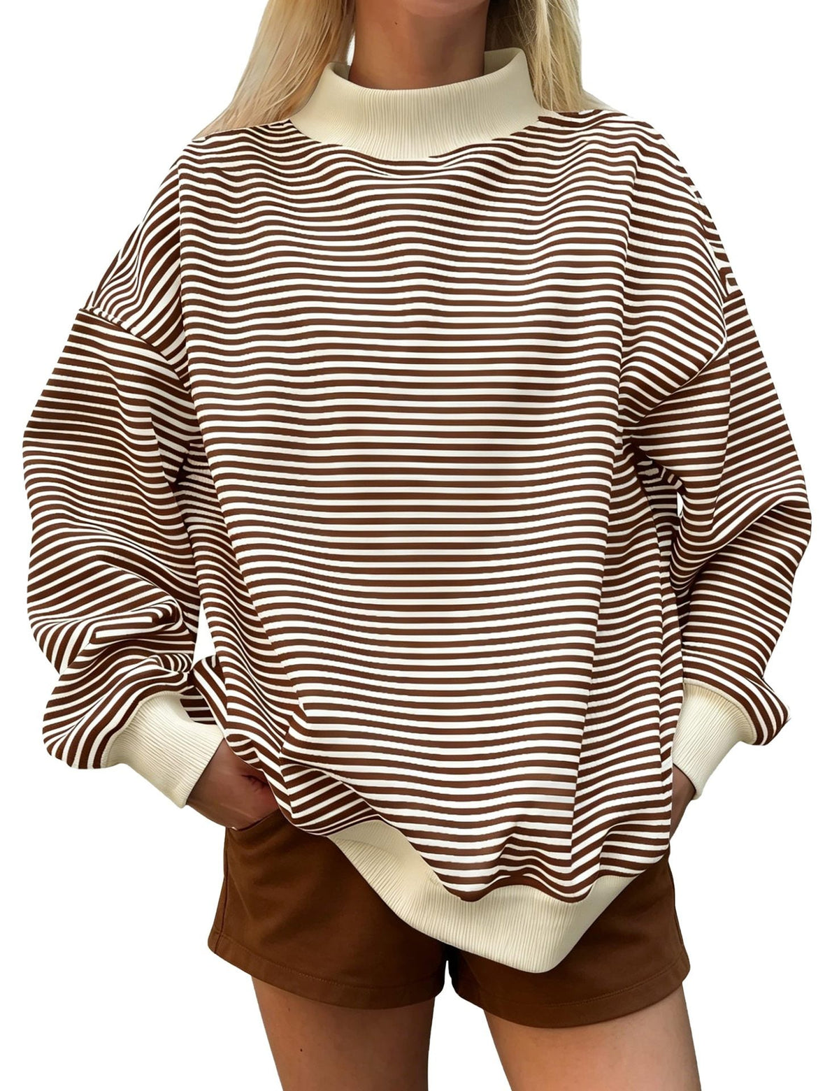 2026 Women's Fall New Fashion Casual Striped Long-Sleeved Pullover Loose Sweatshirt