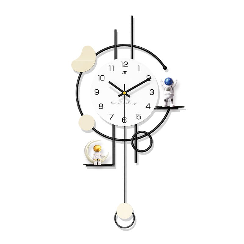 Modern Astronaut Pendulum Wall Clock Space Themed Home Decor