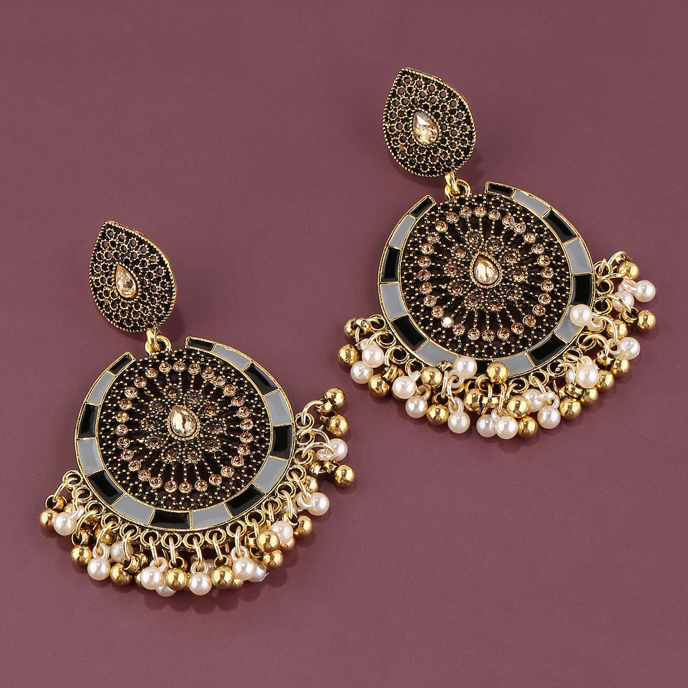 Indian Bell Alloy Bead Earrings