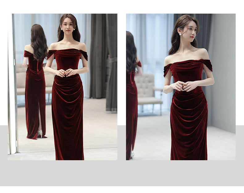 Velvet Niche Fishtail Bride Wedding Engagement Dress