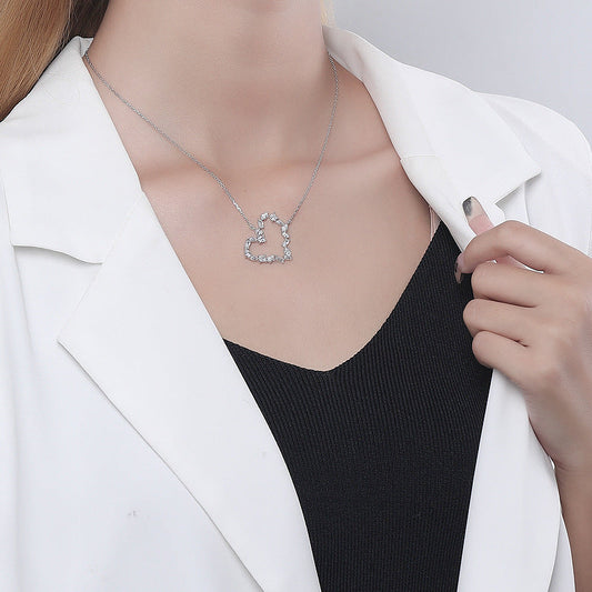 S925 Sterling Silver Zircon Heart Necklace