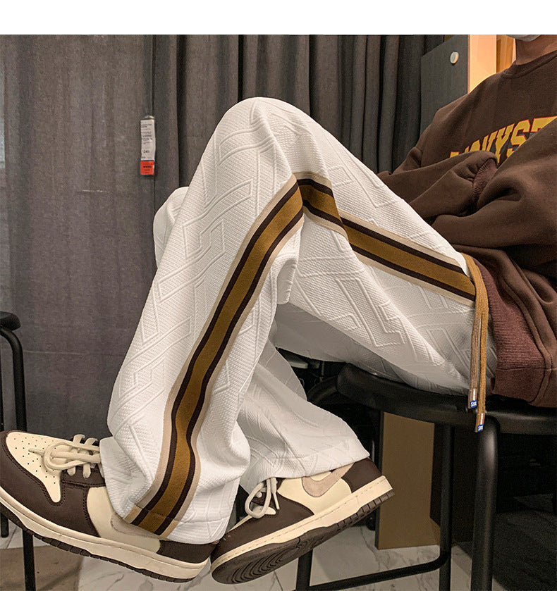 Striped Stitching Pants Same Style Thick Loose Track Sweatpants