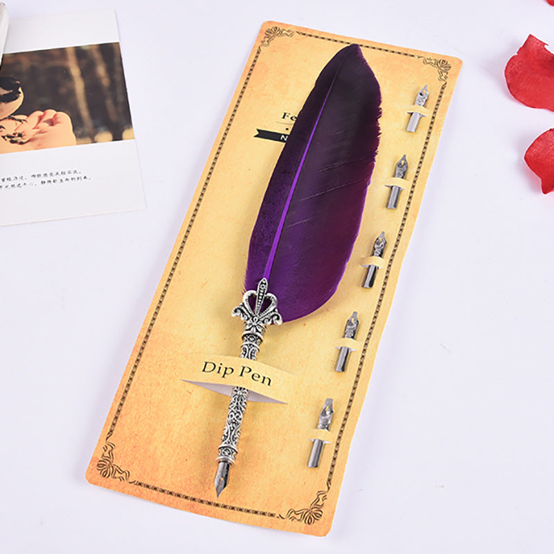 Creative Retro Turkey Feather Pen Teacher's Day Gift