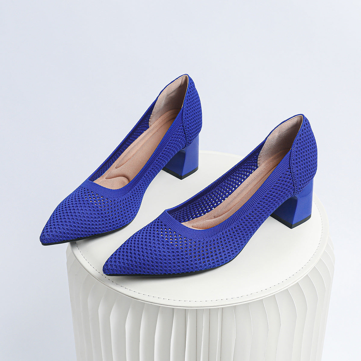 Women's Summer Casual Pointed Toe Chunky Heel Hollow Sandals