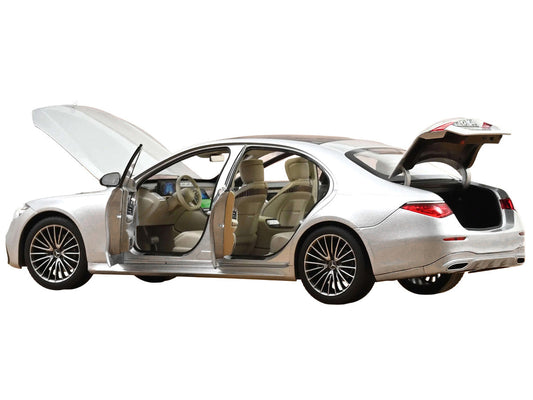 2021 Mercedes-Benz S-Class AMG Line Silver Metallic with Sunroof 1/18 Diecast Model Car by Norev