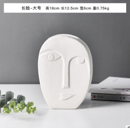 Nordic Style Modern Face Mask Ceramic Vase Home Decoration Flower Vases Head Matte Table Flower Vase for Wedding Decoration Prop