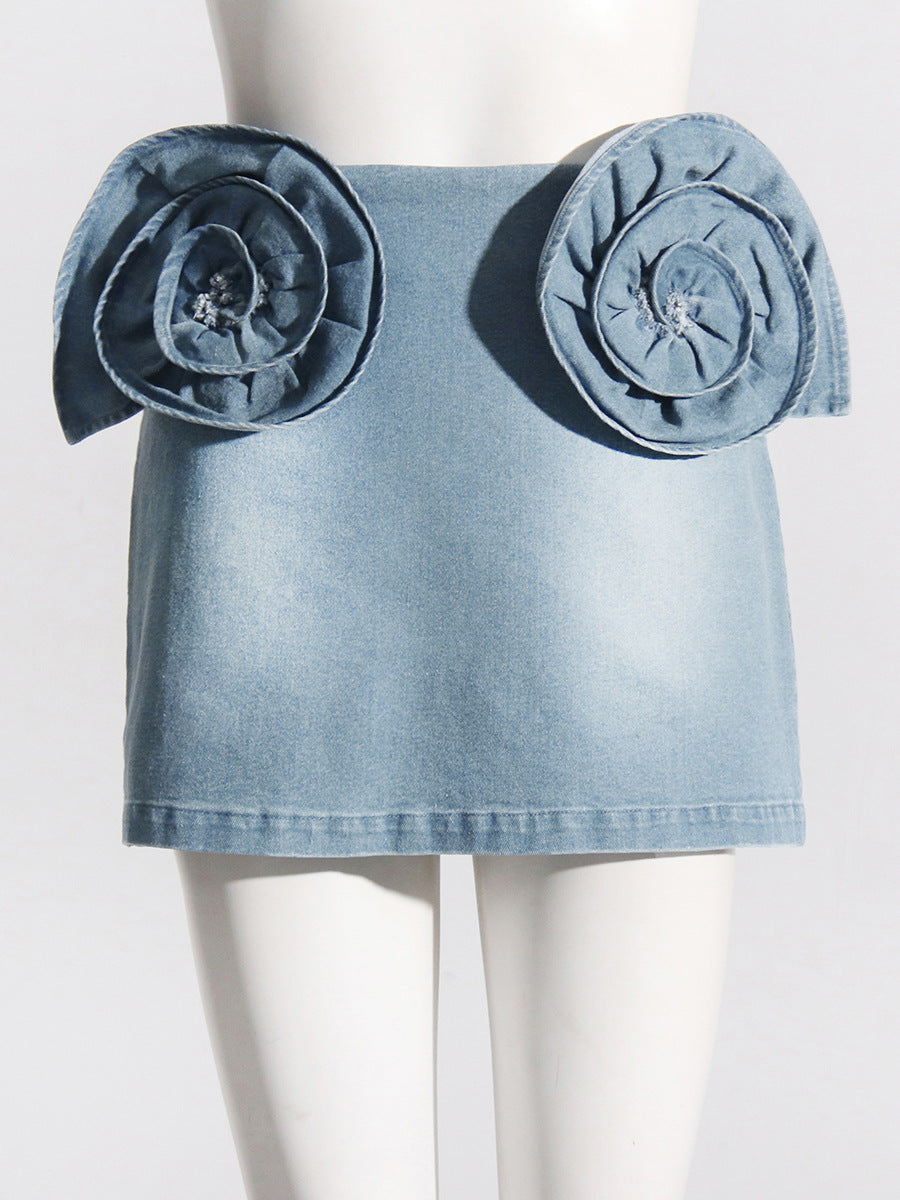 Stylish 3D Floral High-waisted Skirt