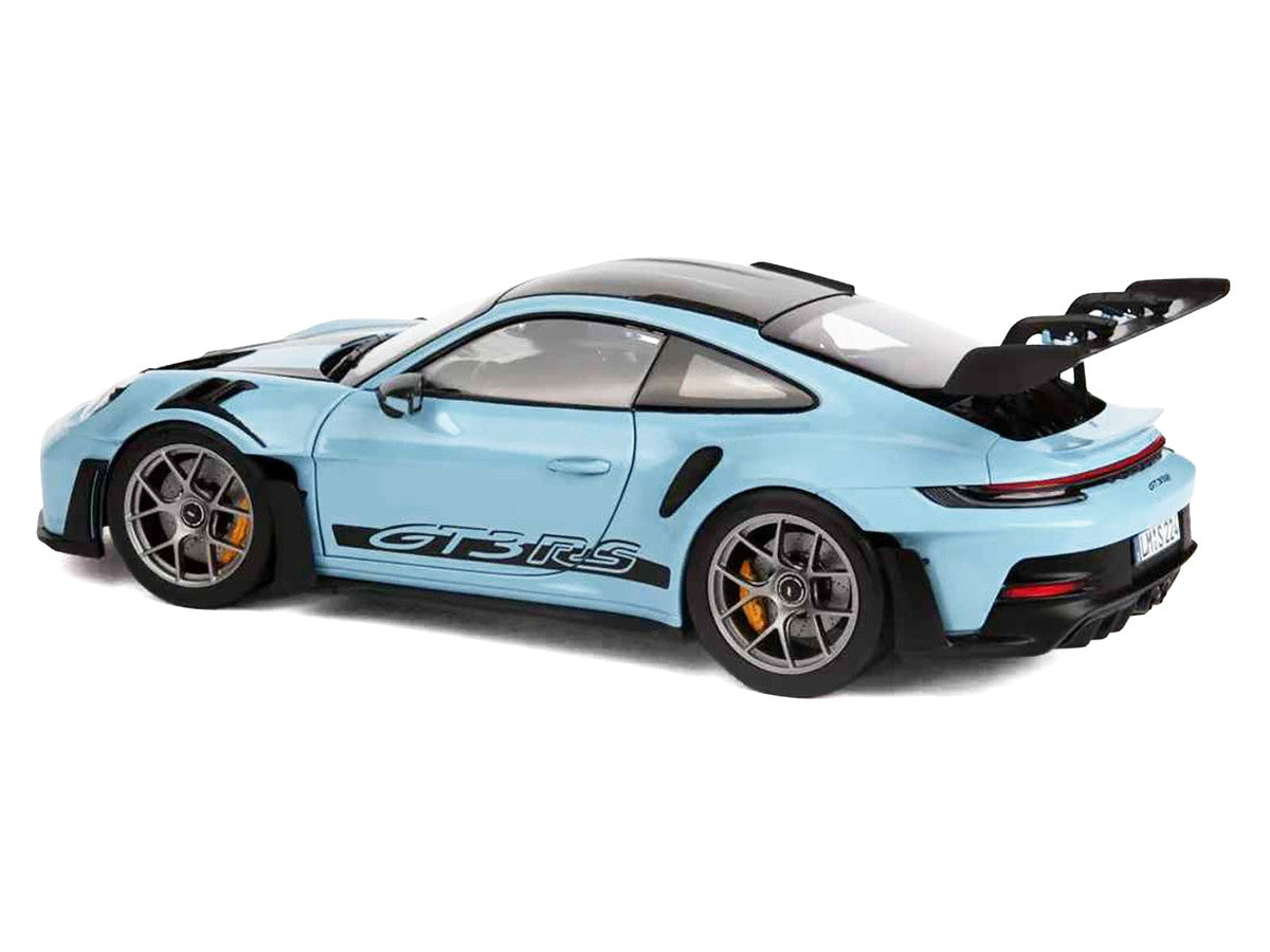 2022 Porsche 911 GT3 RS Weissach Pack Gulf Blue with Carbon Top and Hood Stripes 1/18 Diecast Model Car by Norev