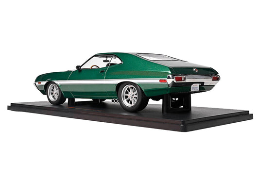 1972 Ford Gran Torino Sport 2-Door Green Metallic with White Stripes 1/18 Diecast Model Car by IXO Models