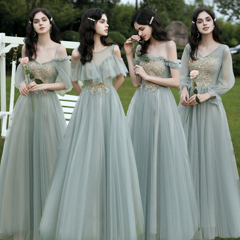 Green wedding banquet sister group dress