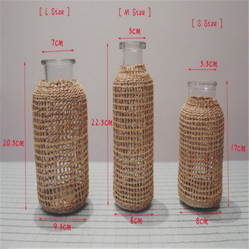 Xuxing Craft Straw Glass Dried Flower Vase