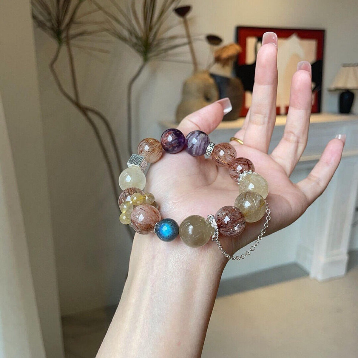 Purple Ghost Moonstone Black Gold Super Bracelet
