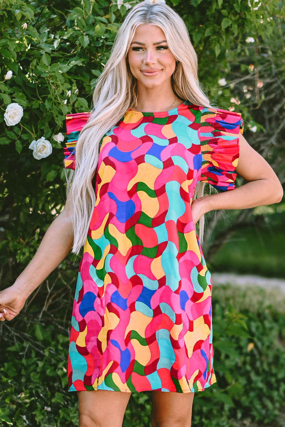 Amaia Ruffle Sleeve Shift Dress