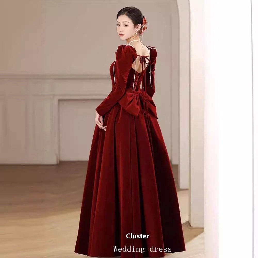 Toast Bride Red Velvet Wedding Dress