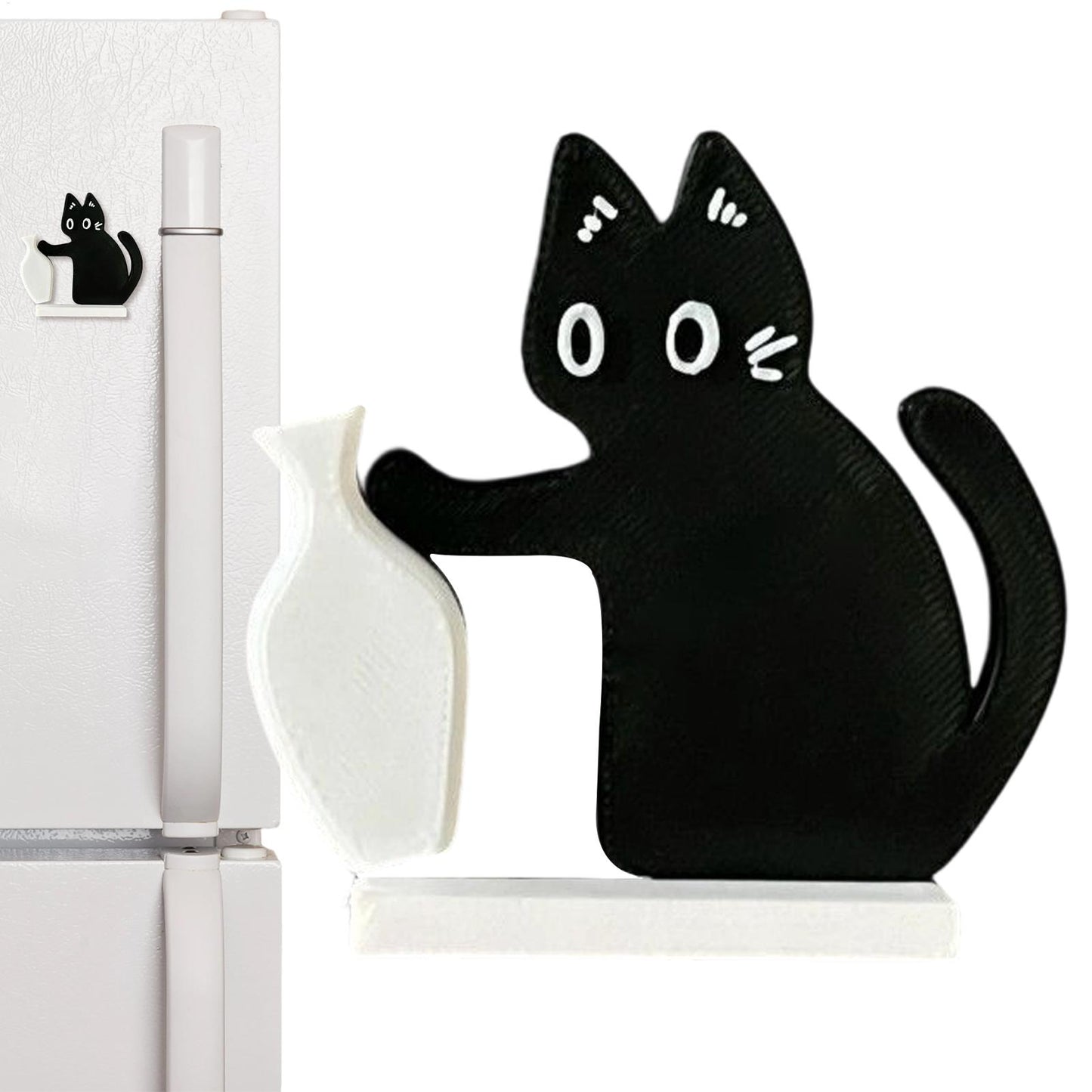 Creative Black Cat Fridge Magnet Acrylic Refrigerator Sticker Cat Whisker Fridge Magnet Figurine Kitchen Decor Gifts