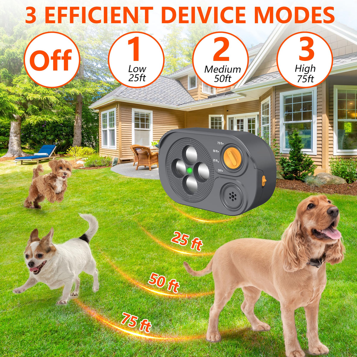 Anti Barking Device For Dogs, Bark Box Rechargeable Dog Bark Deterrent With Variable Ultra Frequency 6 Modes IP65 Waterproof Dog Silencer Stop Neighbors  Dogs From Barking Up To 75ft
