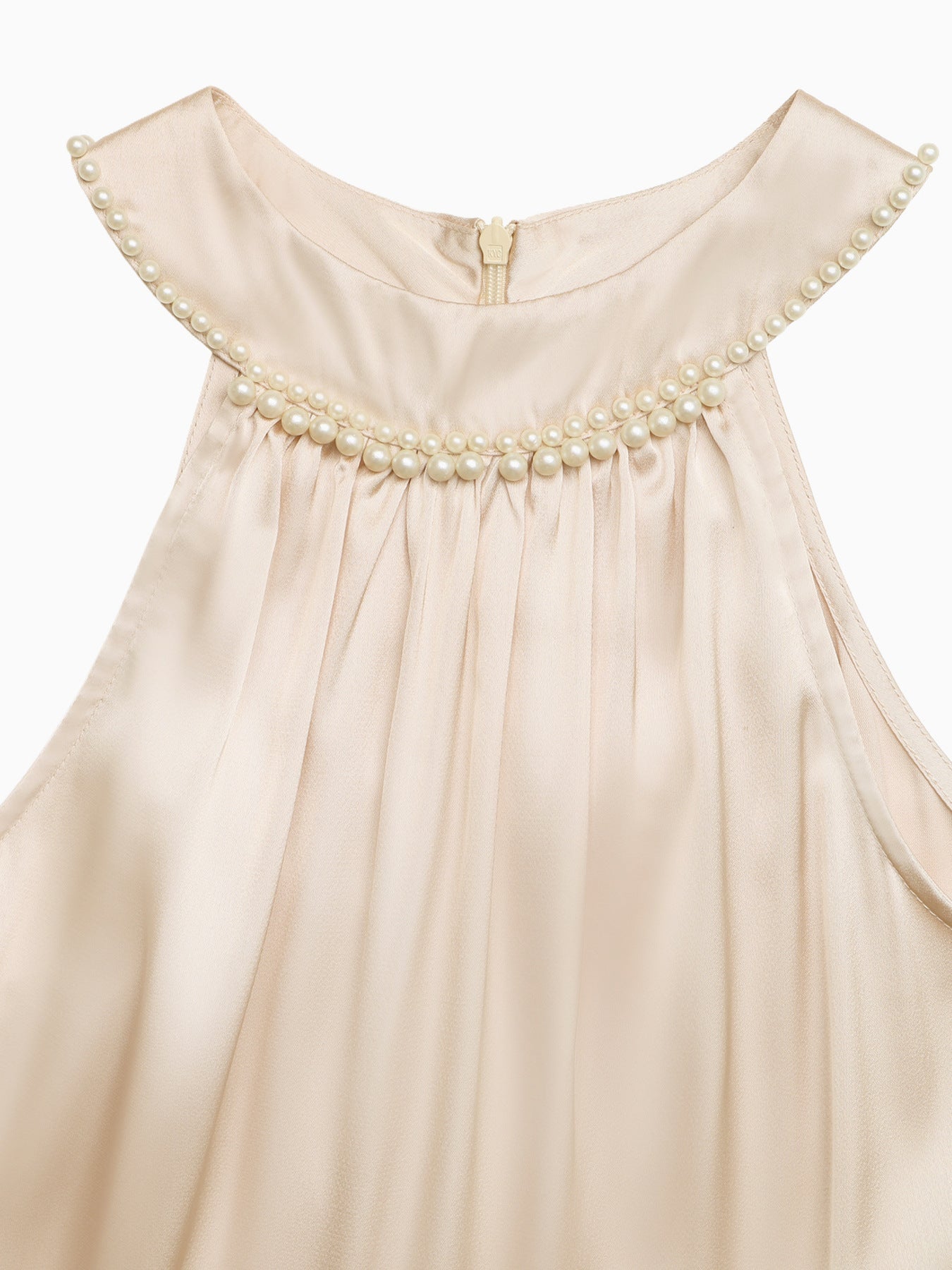 Pearl Halter High Waist Flowy Midi Dress