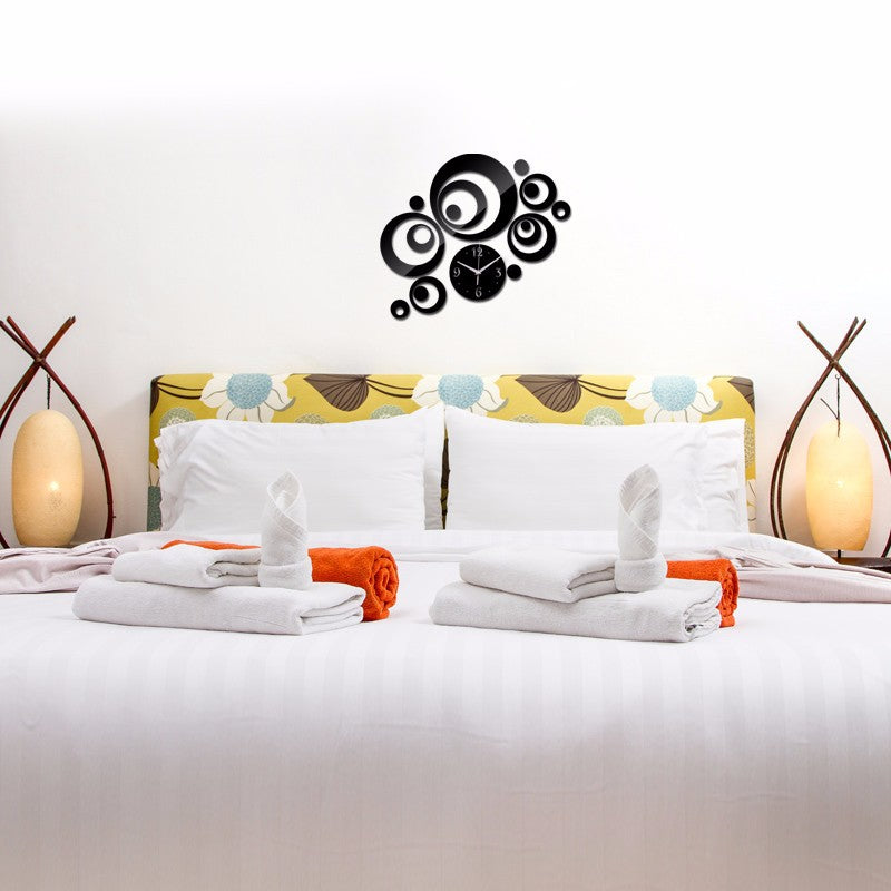 Creative Diy Circle Mirror Clock Wall Sticker