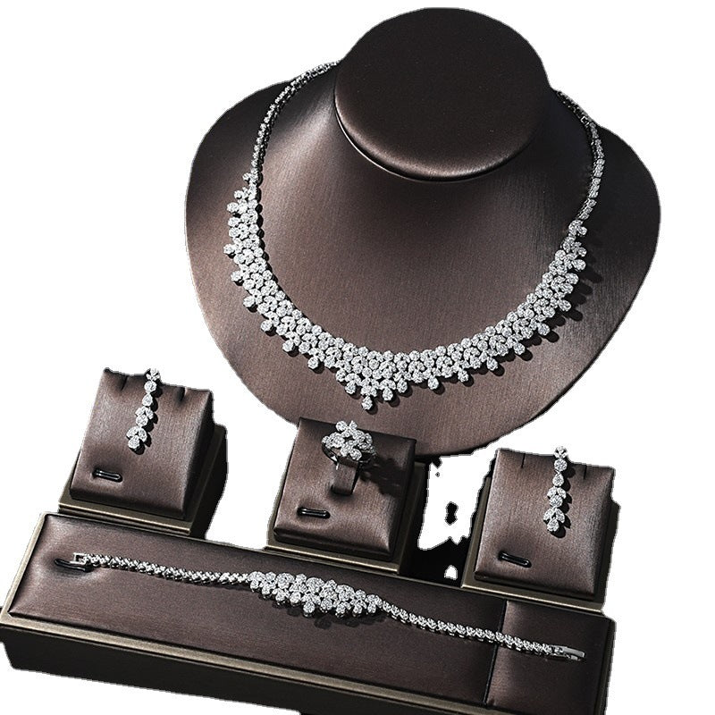 Dress Necklace Earrings Rings Bracelets Four Piece Set Accessories