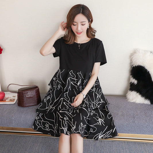 Summer Maternity Dress with Chiffon T-Shirt Design