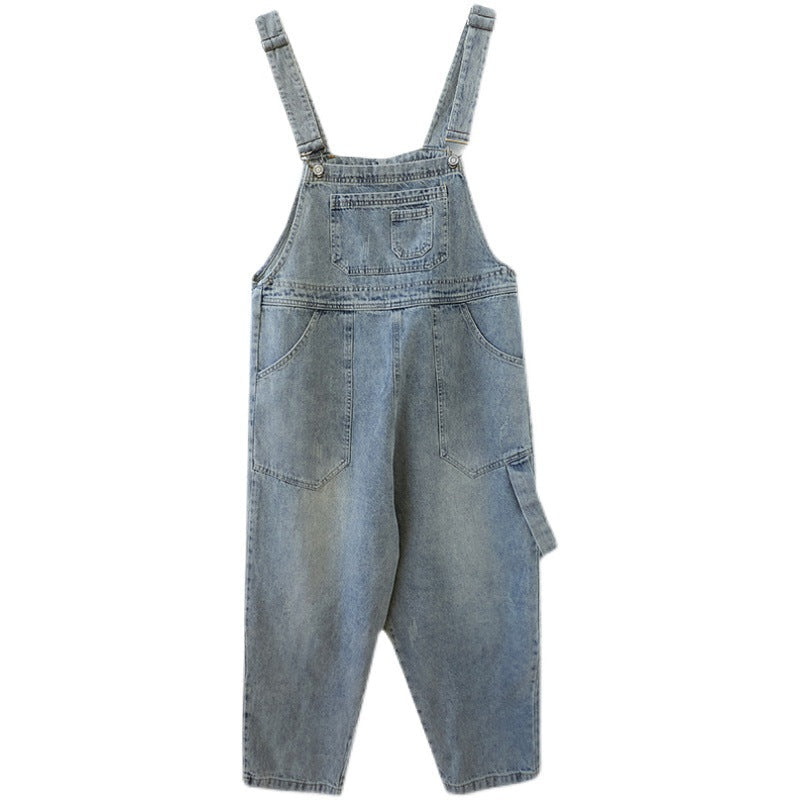 Spring Summer Women's Loose Denim Jumpsuit (Korean Style)