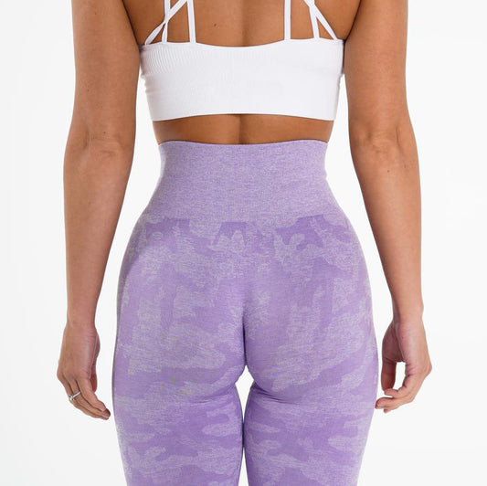 Fashion Snowflake Cropped Camouflage Jacquard Seamless Fitness Yoga Pants
