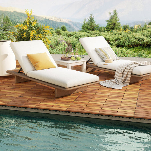 24 x 12 Inch 24 Pieces Acacia Wood Interlocking Deck Tiles with Waterproof Design
