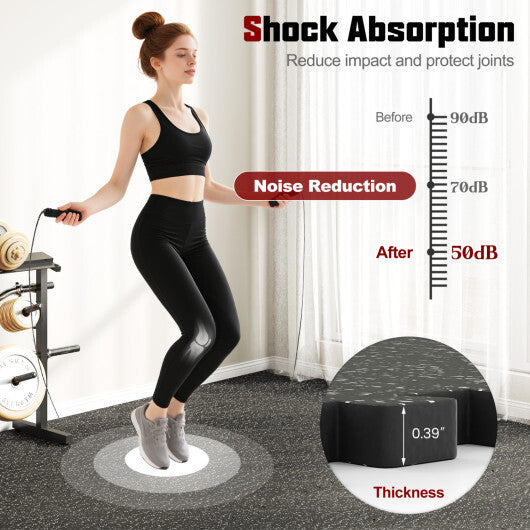 2 Pieces 0.39 inch Thick Rubber Top Exercise Mat 48 Sq Ft with Boarders-color-Gray