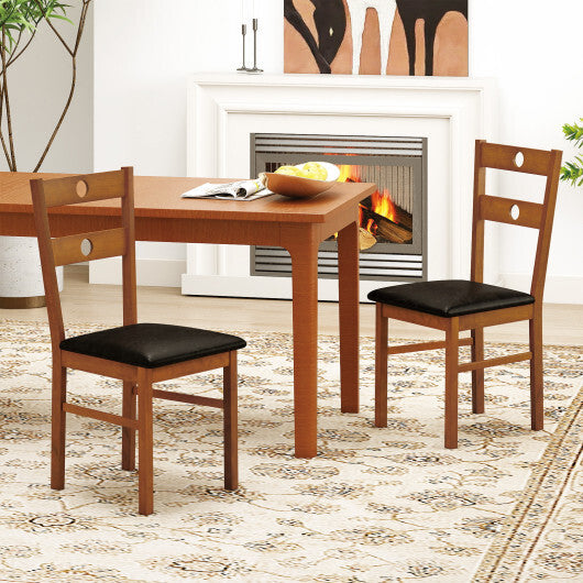 Wooden Dining Chairs Set of 4 Armless Kitchen Chairs with Hollowed Backrest-White