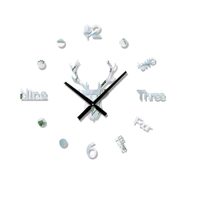 Ins3d deer head creative wall clock