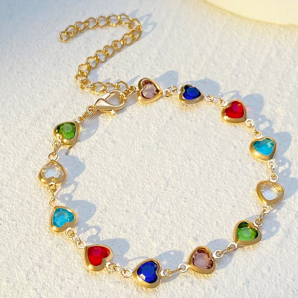 Dopamine Jewelry All-Match Colorful Heart-Shaped Bracelet For Women