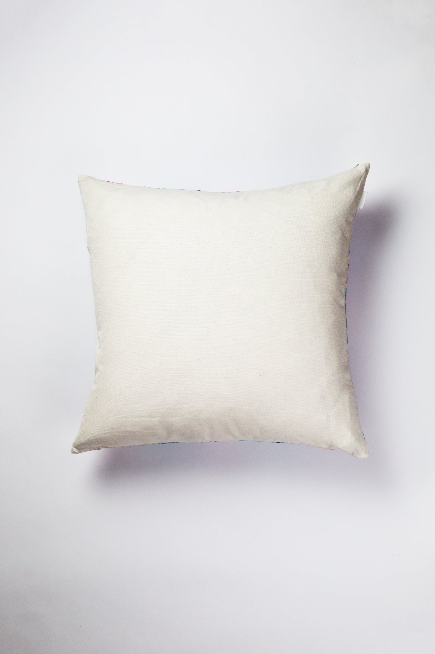 Checkered Brocade Pillow - Pink & Blue  - Square