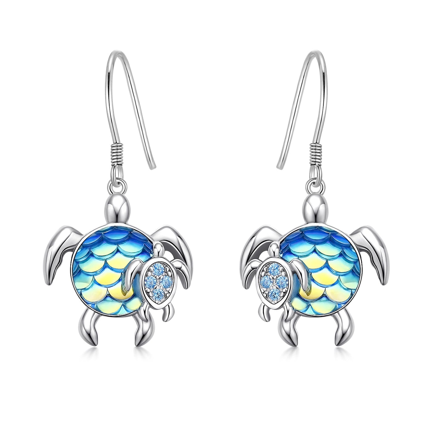 Turtle Earrings Sterling Silver Mom and Baby Dangle Mother and Daughter Tortoise