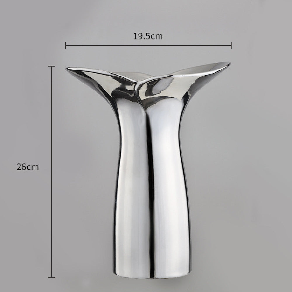 Household Fashion Electroplated Silver Fishtail Ceramic Vase